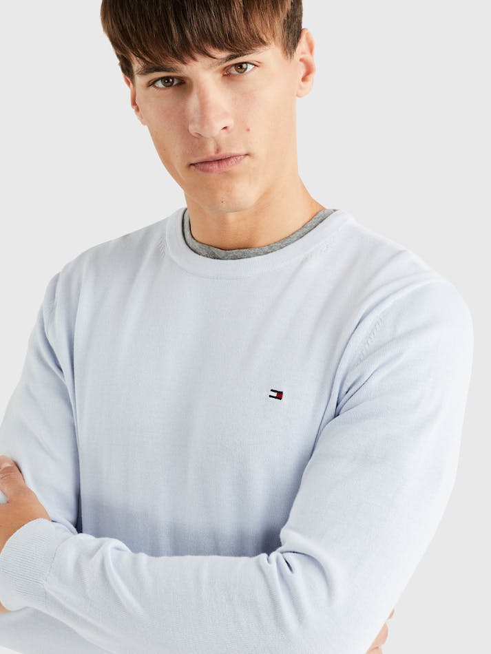 Tommy Hilfiger Signature Crew Neck Men's Sweater Light Blue | FWOEBSOLrT0K