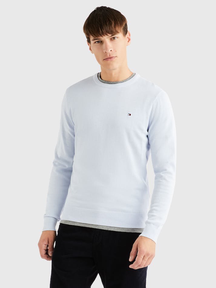 Tommy Hilfiger Signature Crew Neck Men\'s Sweater Light Blue | FWOEBSOLrT0K