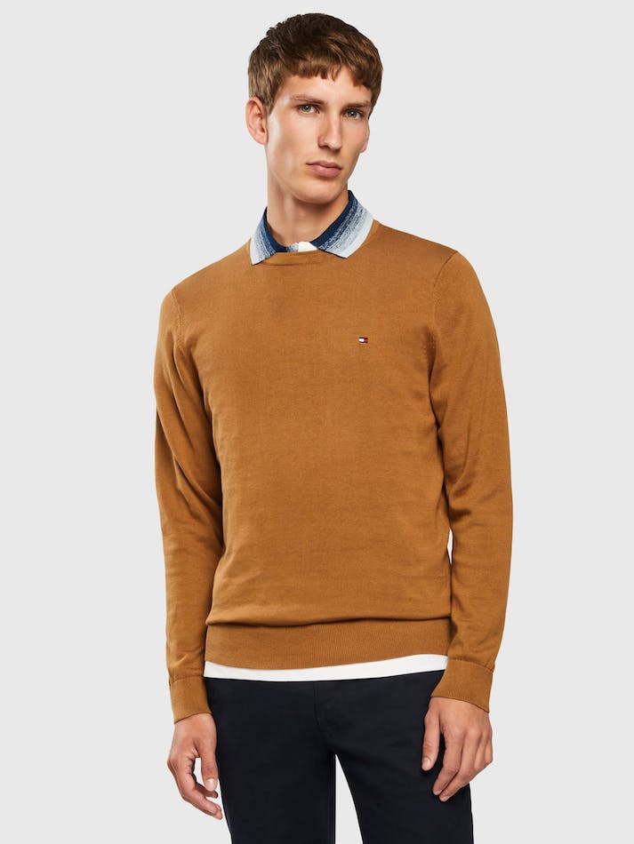 Tommy Hilfiger Signature Crew Neck Men\'s Sweater Khaki | Y5Uk1Pr2FPFe