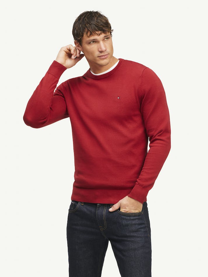 Tommy Hilfiger Signature Crew Neck Men\'s Sweater Red | YUriZvMCSbpZ