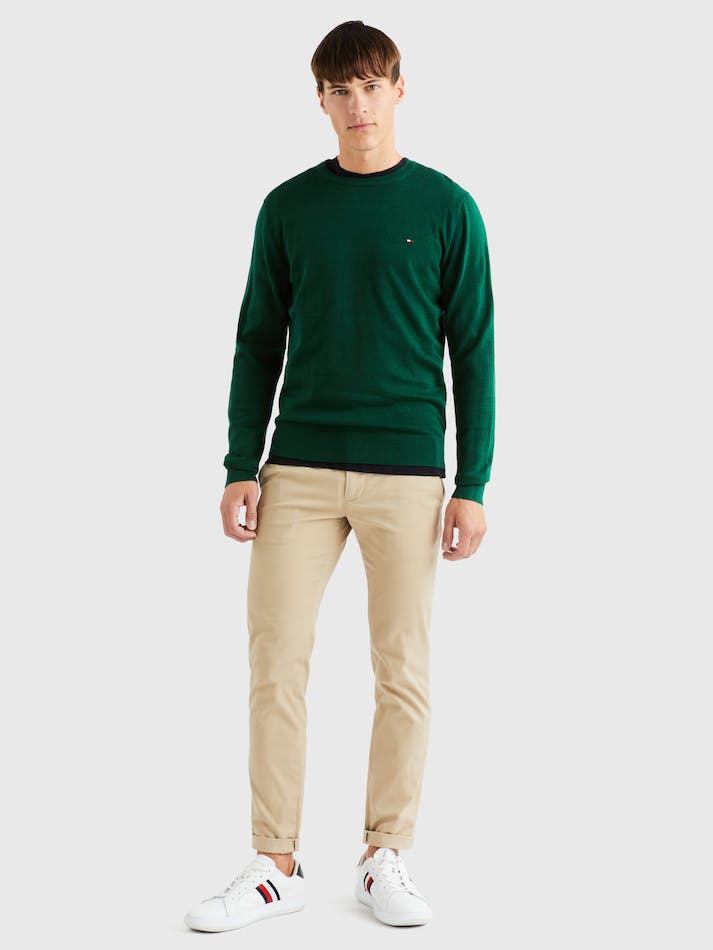 Tommy Hilfiger Signature Crew Neck Men's Sweater Green | shbcW8EsyAWt