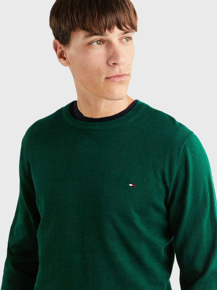 Tommy Hilfiger Signature Crew Neck Men's Sweater Green | shbcW8EsyAWt