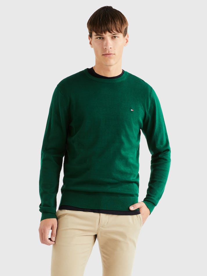 Tommy Hilfiger Signature Crew Neck Men\'s Sweater Green | shbcW8EsyAWt