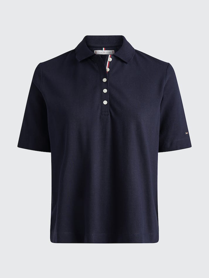 Tommy Hilfiger Signature Half Sleeve Relaxed Fit Women's Polo Shirts Blue | KmIzjY0PCciP