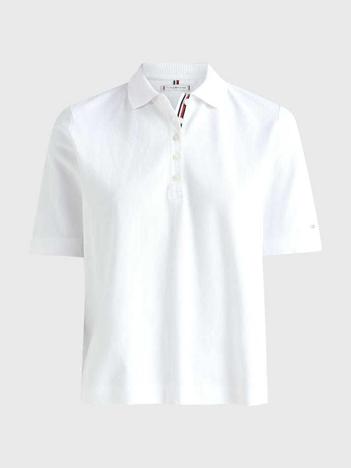 Tommy Hilfiger Signature Half Sleeve Relaxed Fit Women's Polo Shirts White | YQ21we3FkCBd