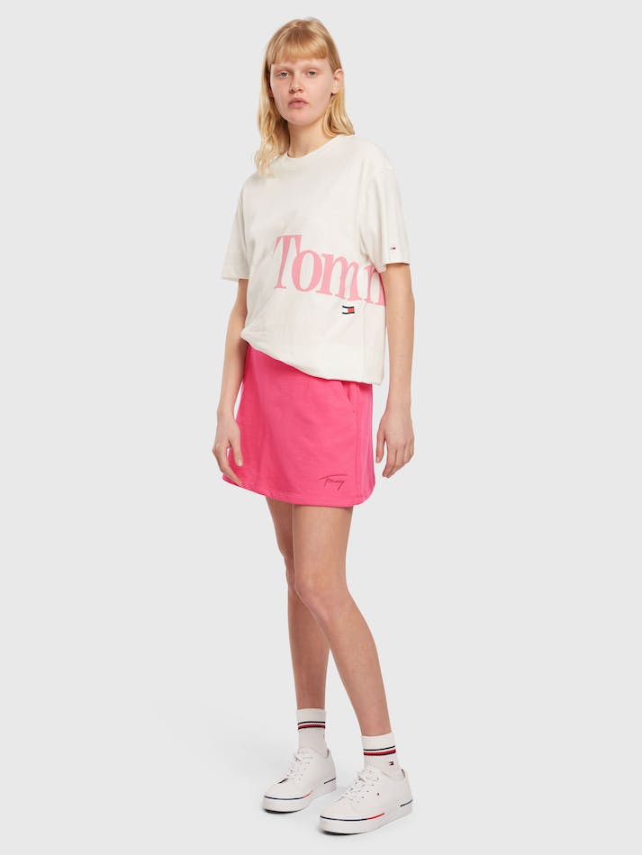 Tommy Jeans Signature Logo Mini Sweat Women's Skirts Pink | ZF6tSoVy8uzu