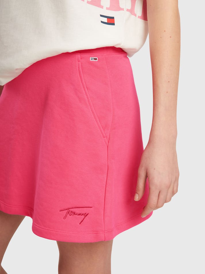 Tommy Jeans Signature Logo Mini Sweat Women's Skirts Pink | ZF6tSoVy8uzu