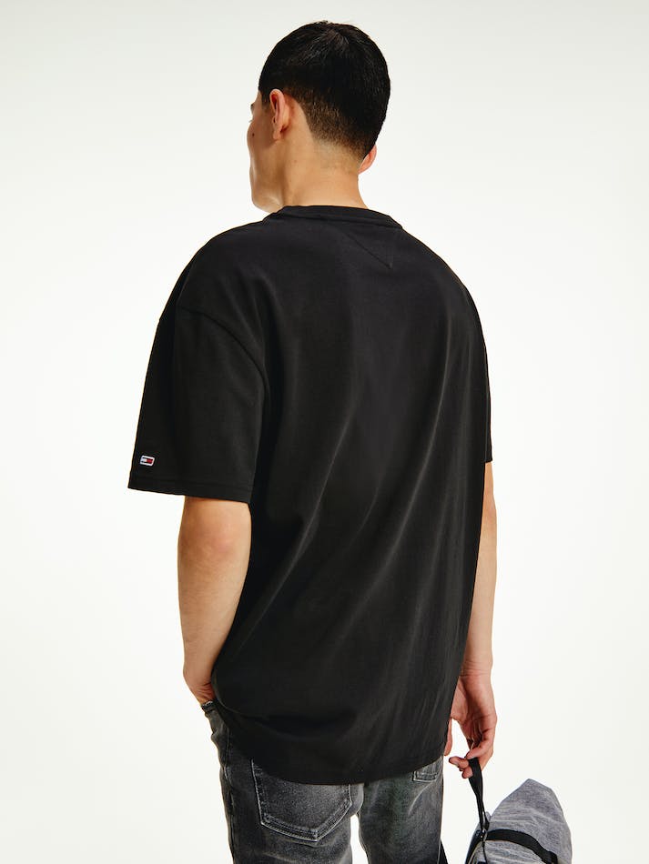 Tommy Jeans Signature Logo Recycled Cotton Men's T Shirts Black | 2SPjkVFeErJR