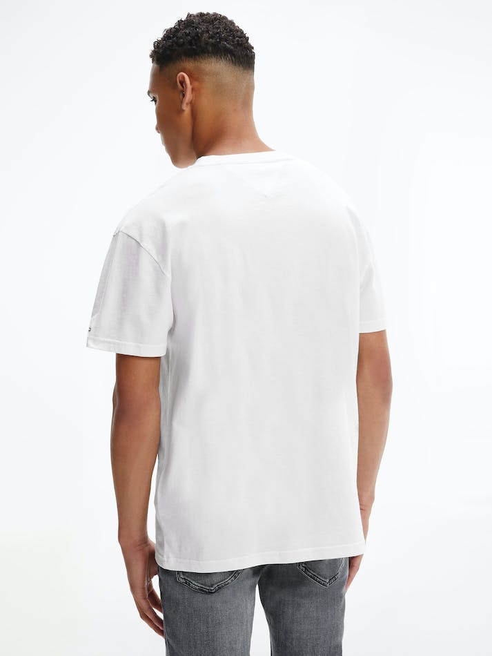 Tommy Jeans Signature Logo Recycled Cotton Men's T Shirts White | 7iXAIMWhMPCw