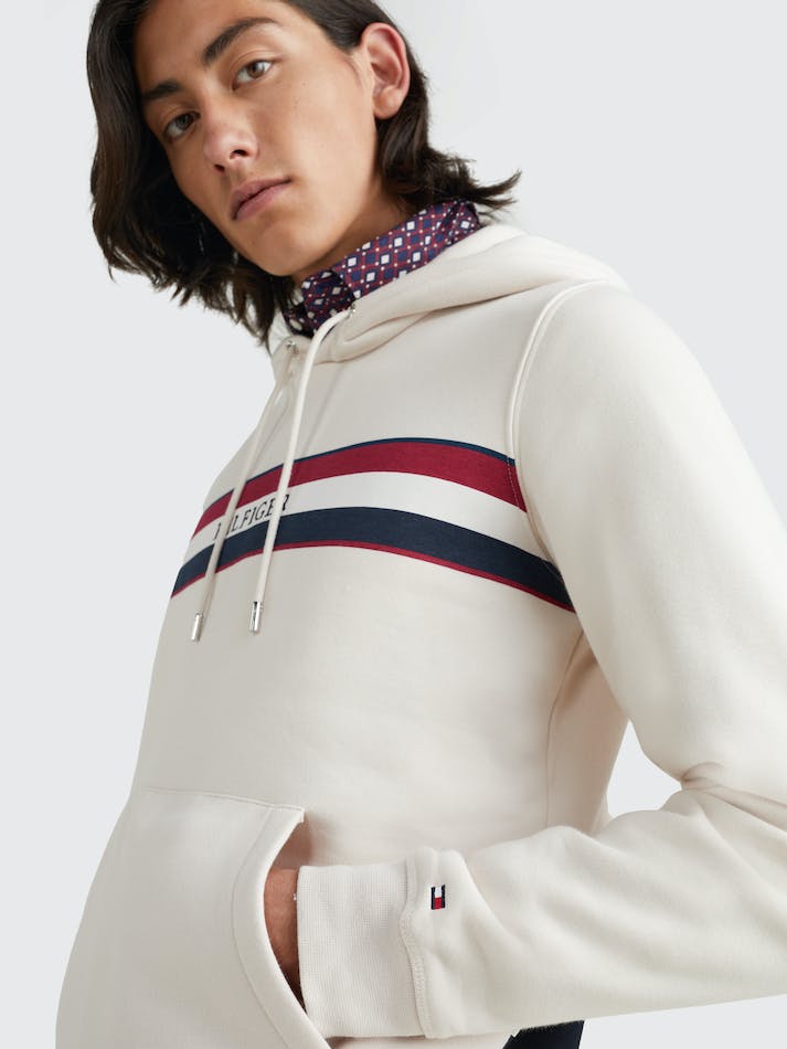 Tommy Hilfiger Signature Tape Logo Men's Hoodie White | TbQPGkKy9rvK