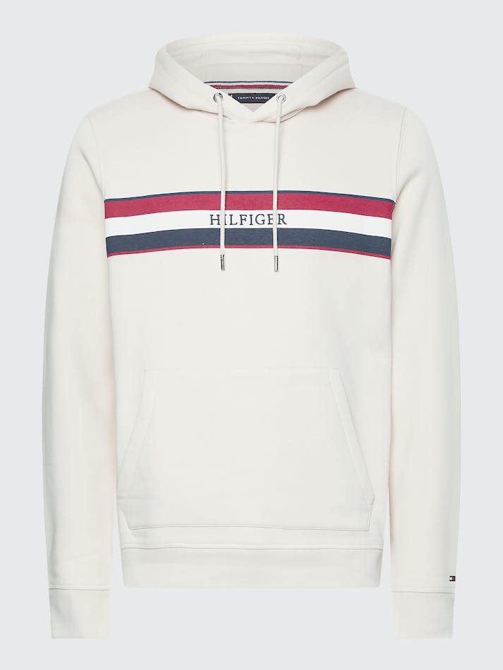 Tommy Hilfiger Signature Tape Logo Men's Hoodie White | TbQPGkKy9rvK