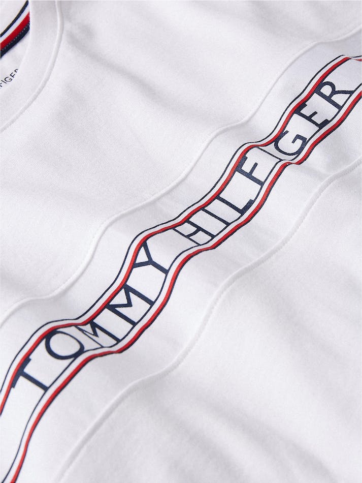 Tommy Hilfiger Signature Tape Logo Men's T Shirts White | CXT3ogNWpRiT