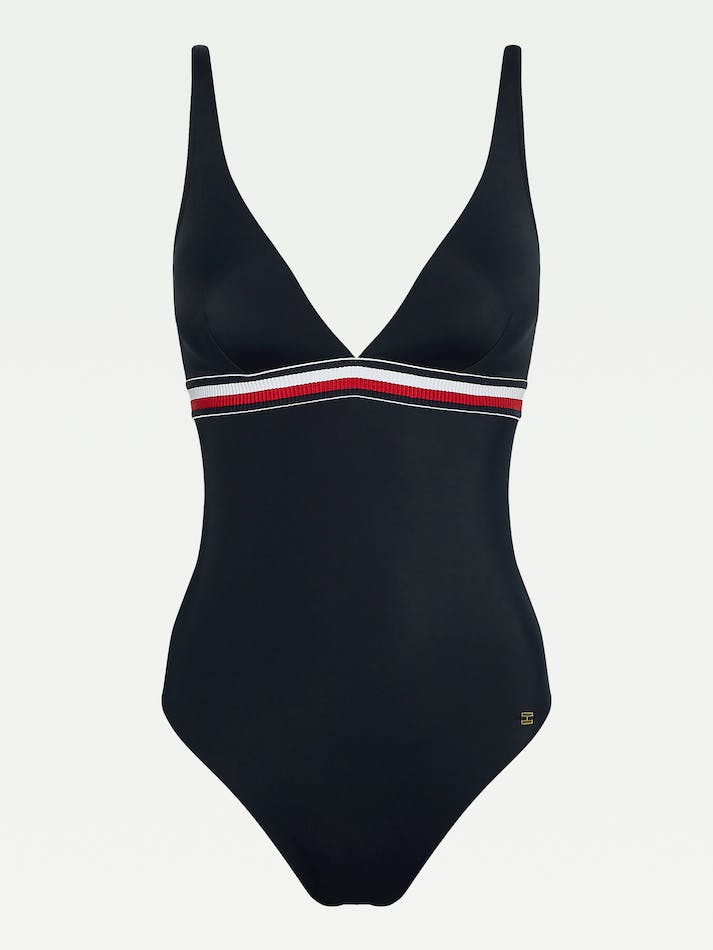 Tommy Hilfiger Signature Tape One Piece Women's Swimwear Blue | TNADz24A6WLG