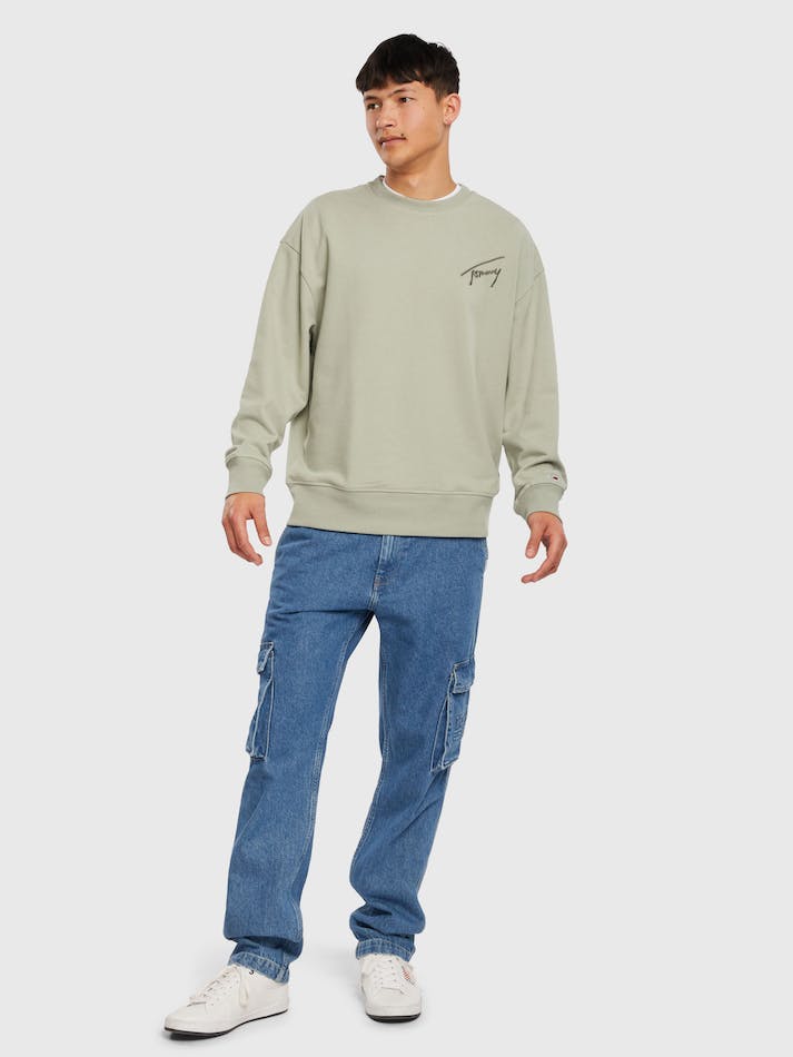 Tommy Jeans Signature Men's Sweatshirts Faded Willow | U9FNTX6icYq4