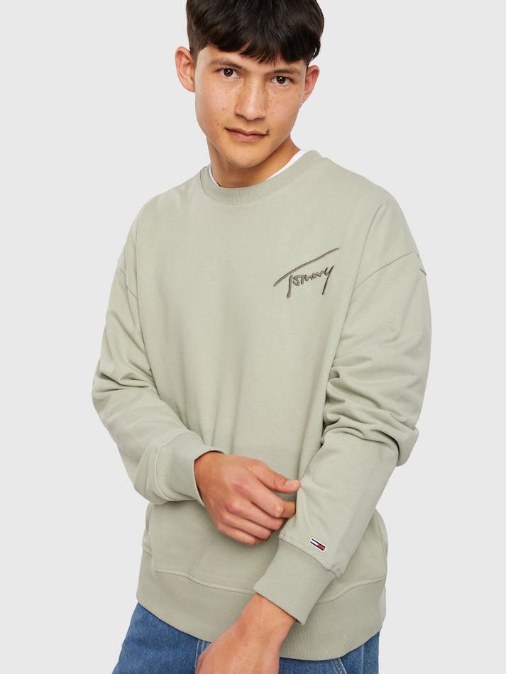 Tommy Jeans Signature Men's Sweatshirts Faded Willow | U9FNTX6icYq4