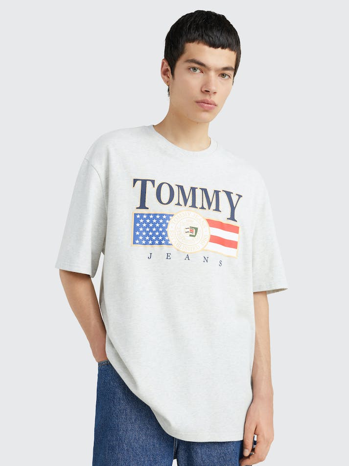 Tommy Jeans Skater Oversized Men's T Shirts Silver Grey | KiJyD9e4WIB7