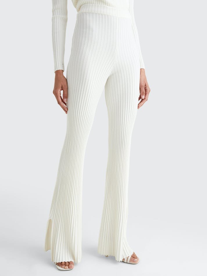 Tommy Hilfiger Skinny Rib-Knit Women's Trousers White | ym9akuCpmoYF