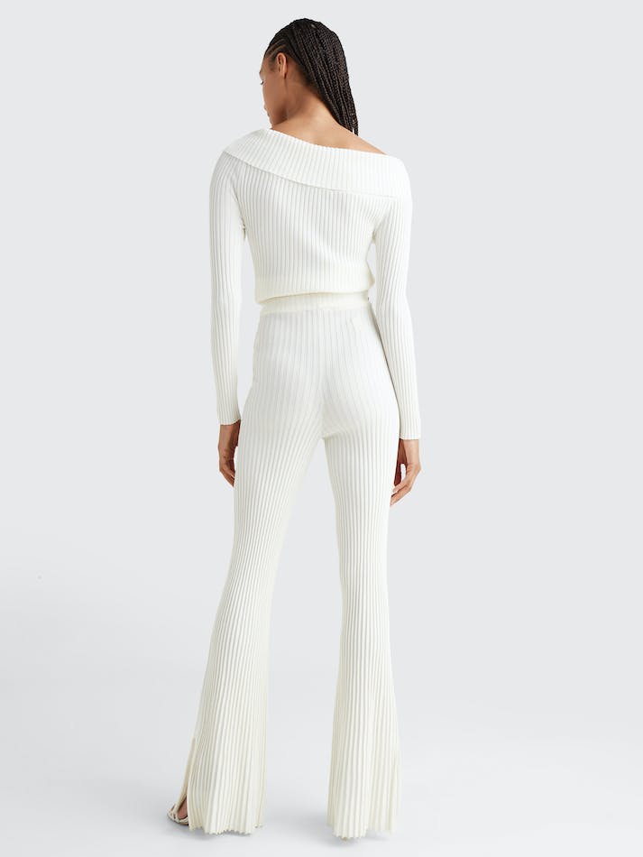 Tommy Hilfiger Skinny Rib-Knit Women's Trousers White | ym9akuCpmoYF