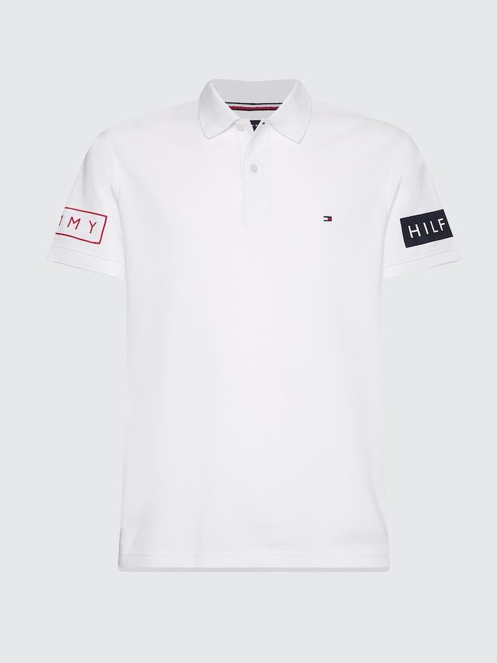 Tommy Hilfiger Sleeve Logo Organic Cotton Men's Polo Shirts White | noe7jf811WXS