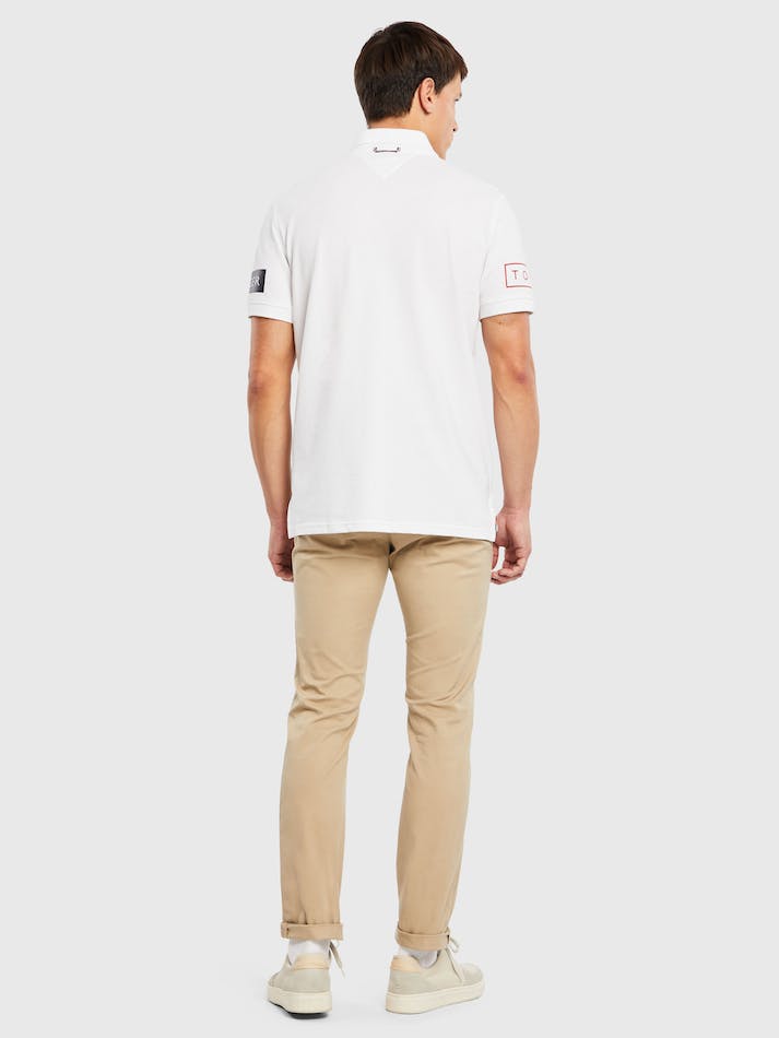 Tommy Hilfiger Sleeve Logo Organic Cotton Men's Polo Shirts White | noe7jf811WXS