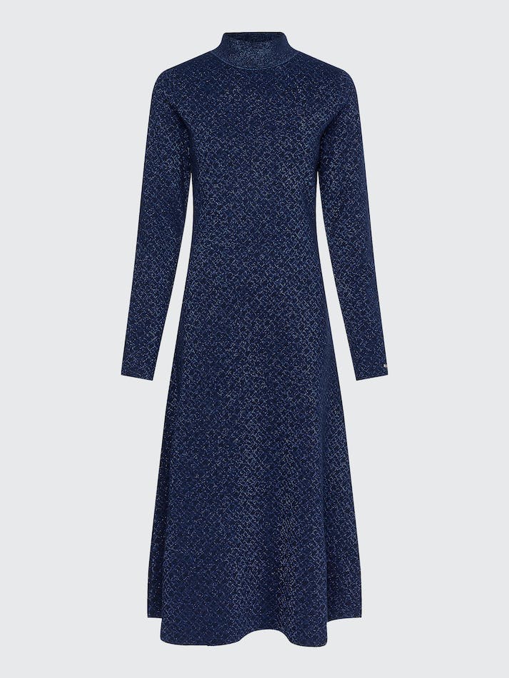 Tommy Hilfiger Slim Fit Monogram Jacquard Midi Women's Dress Tonal Monogram Jacqu | be7mBKRhgvl9