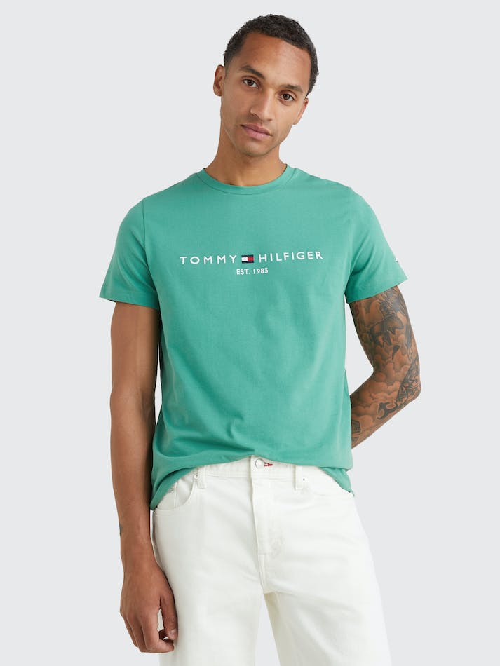 Tommy Hilfiger Slim Fit Organic Cotton Men's T Shirts Green | 6pkSQPjpJLRQ