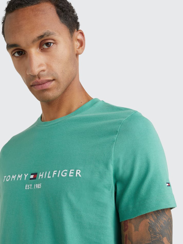 Tommy Hilfiger Slim Fit Organic Cotton Men's T Shirts Green | 6pkSQPjpJLRQ