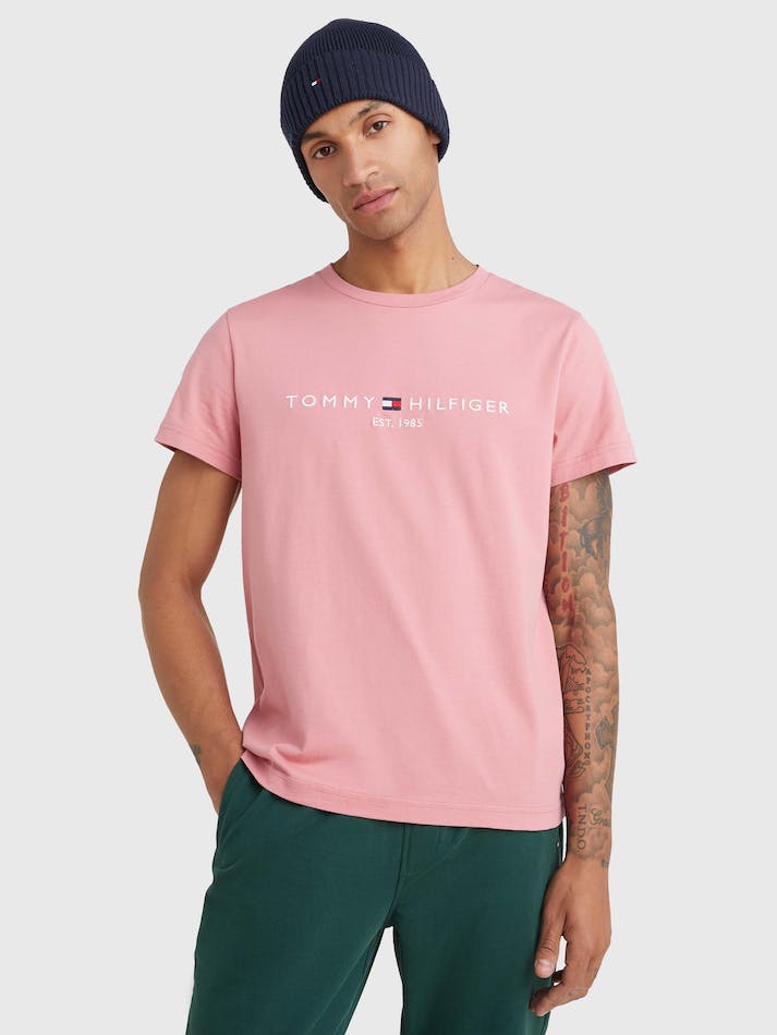 Tommy Hilfiger Slim Fit Organic Cotton Men's T Shirts Pink | HINaG1mq9k5T