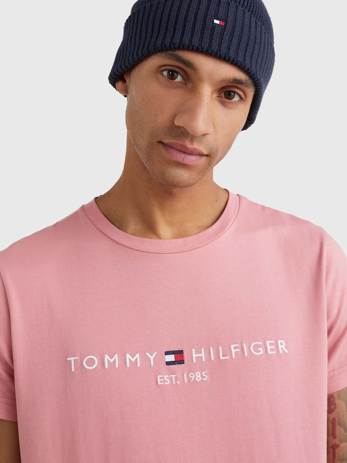 Tommy Hilfiger Slim Fit Organic Cotton Men's T Shirts Pink | HINaG1mq9k5T