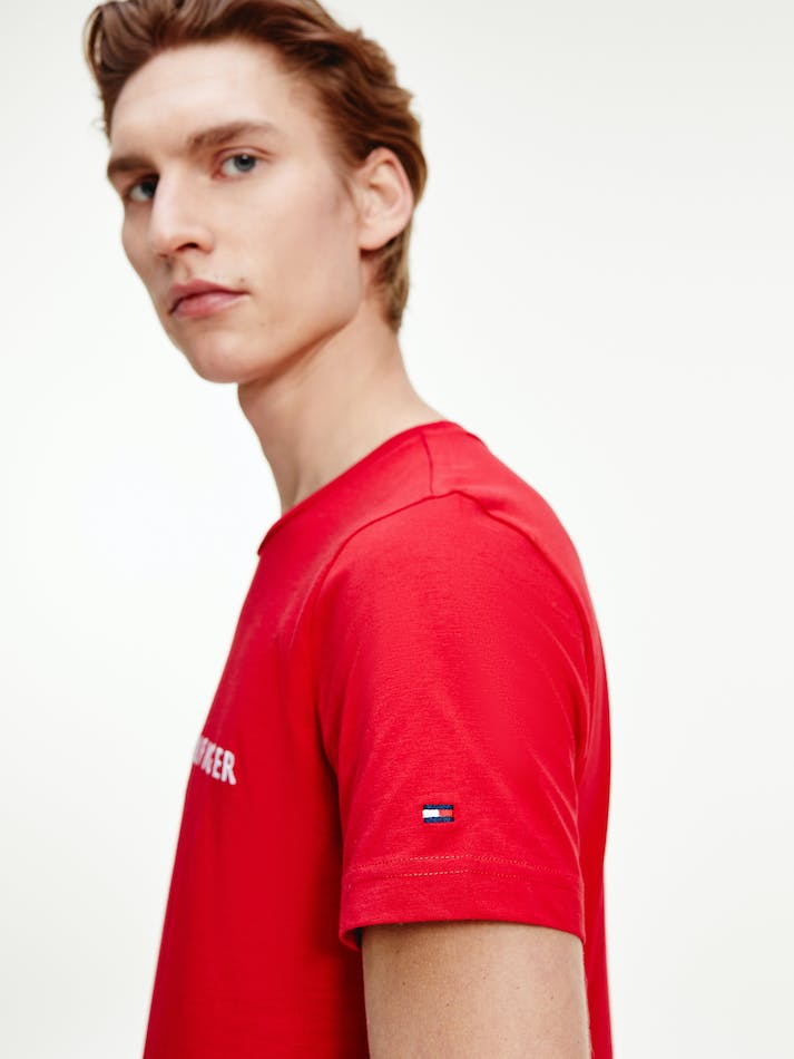 Tommy Hilfiger Slim Fit Organic Cotton Men's T Shirts Red | fdHJcYs6swoL