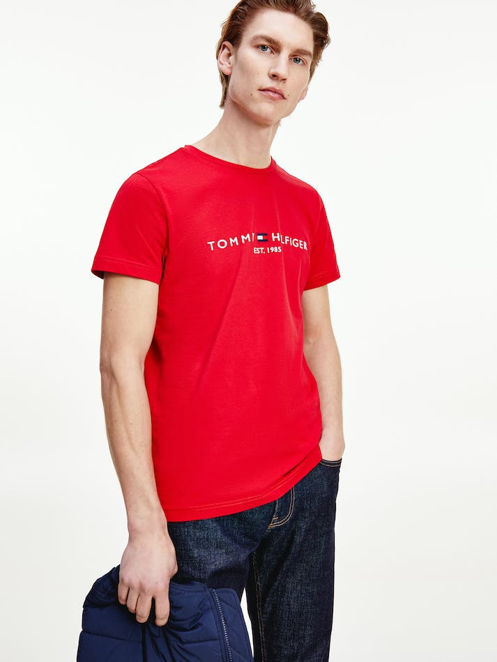 Tommy Hilfiger Slim Fit Organic Cotton Men\'s T Shirts Red | fdHJcYs6swoL