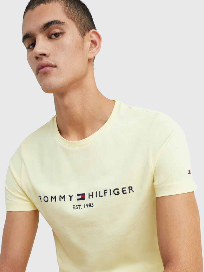 Tommy Hilfiger Slim Fit Organic Cotton Men's T Shirts Lemon | pZxct4HodLfL