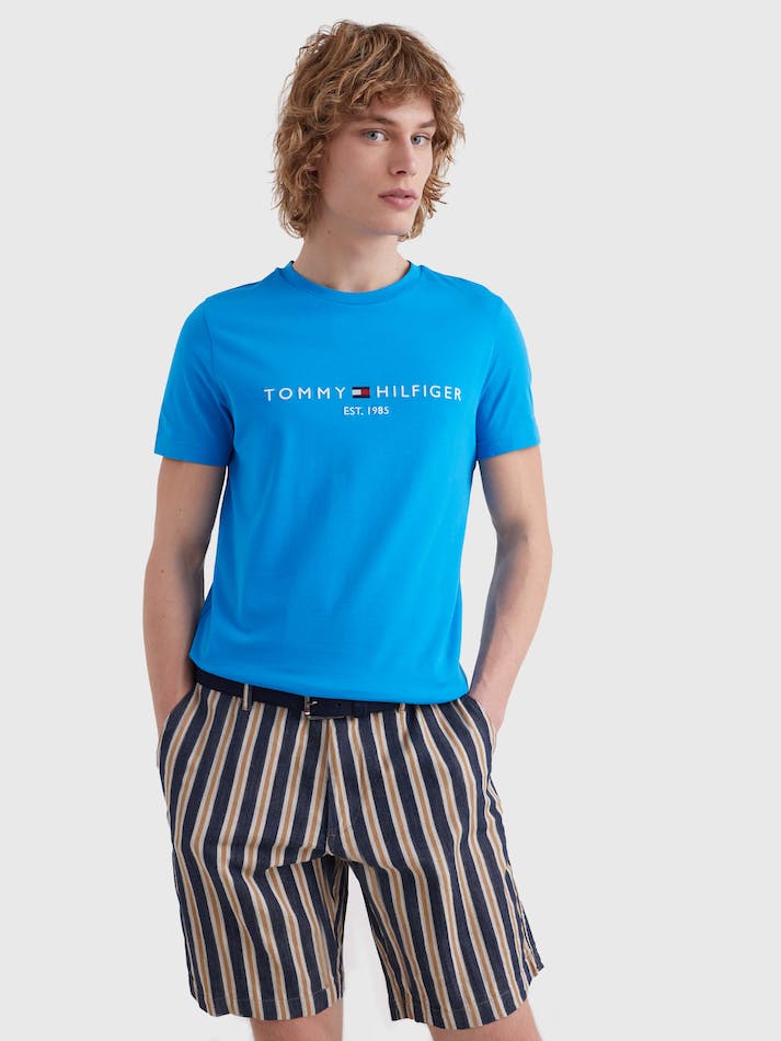 Tommy Hilfiger Slim Fit Organic Cotton Men's T Shirts Blue | sH4XuqBSHqXD