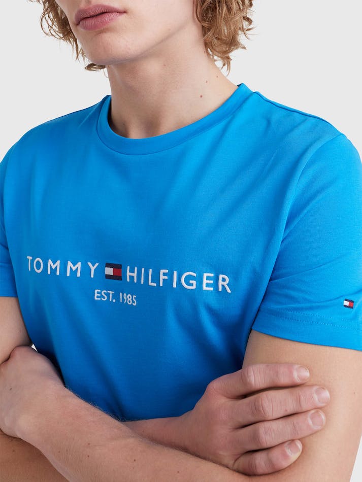 Tommy Hilfiger Slim Fit Organic Cotton Men's T Shirts Blue | sH4XuqBSHqXD