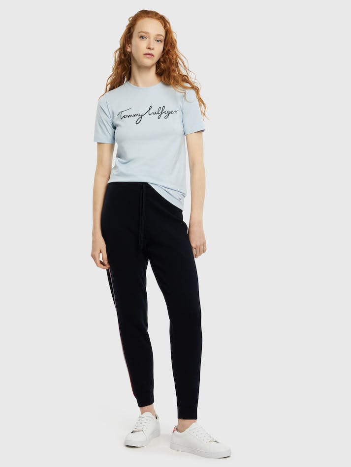 Tommy Hilfiger Slim Graphic Women's T Shirts Blue | ahOUVk3wwdbP