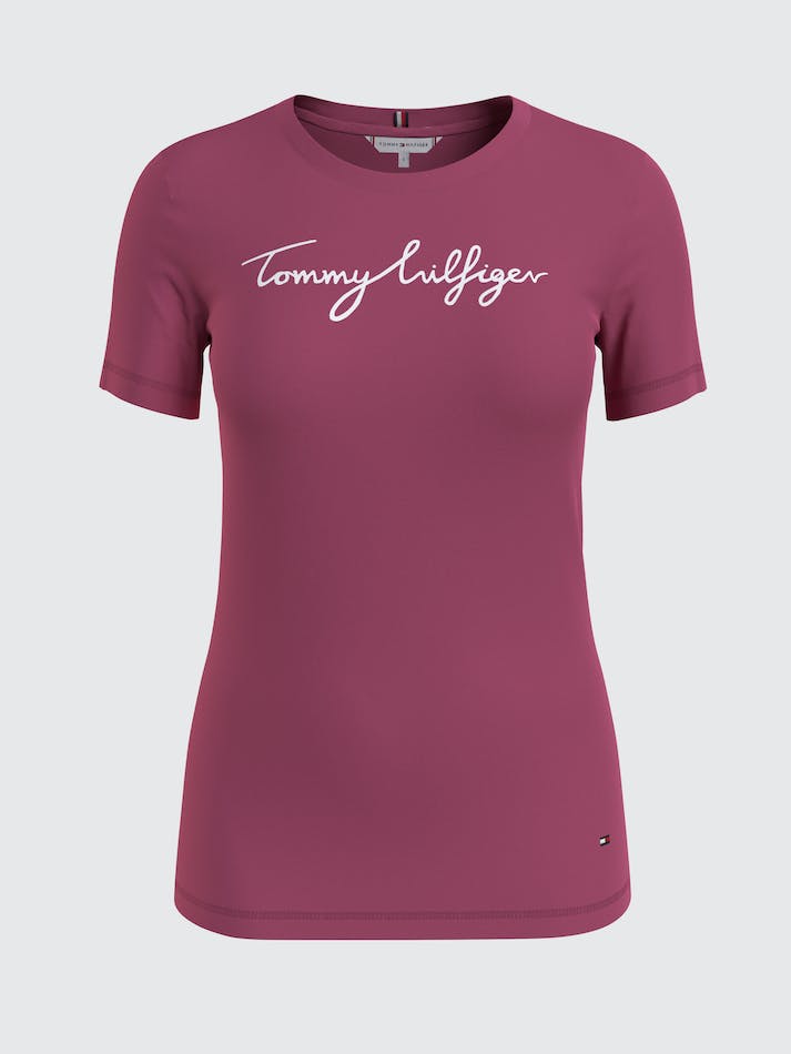 Tommy Hilfiger Slim Graphic Women's T Shirts Rose Red | DEcaWhKwQbCJ