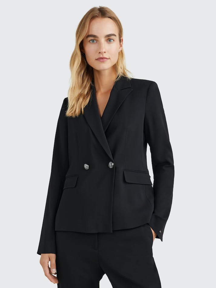 Tommy Hilfiger Split Cuff Double Breasted Women's Blazers Black | coyGGzB8dGDO