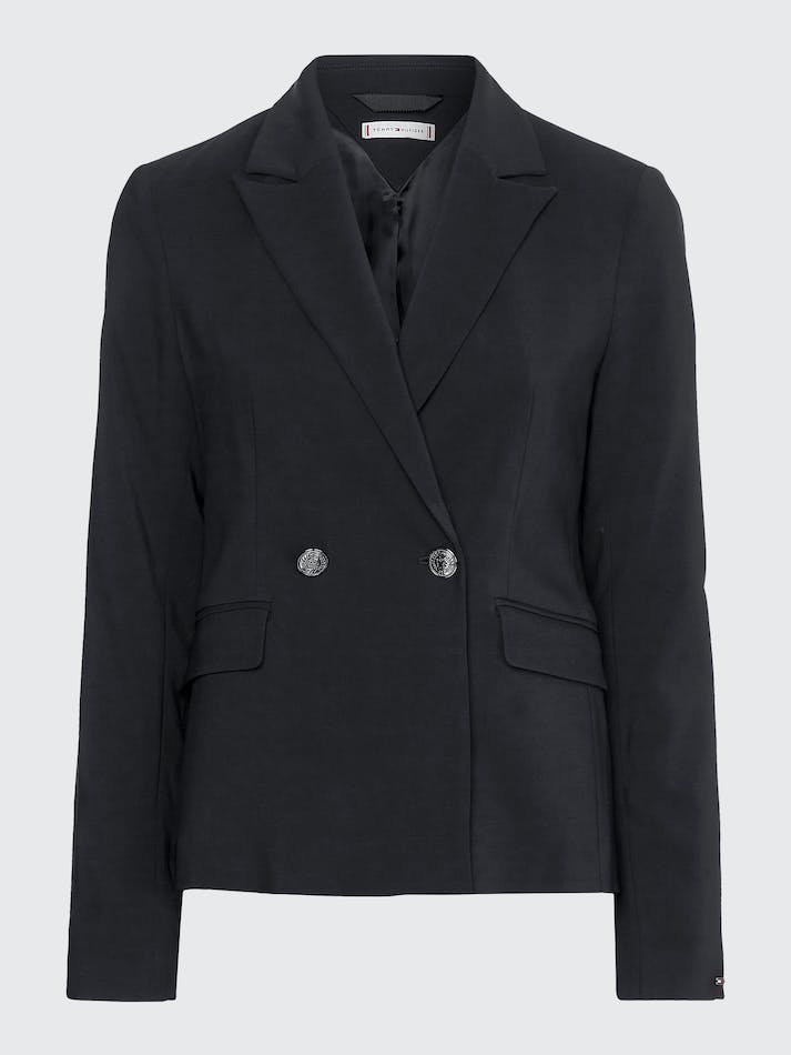 Tommy Hilfiger Split Cuff Double Breasted Women's Blazers Black | coyGGzB8dGDO