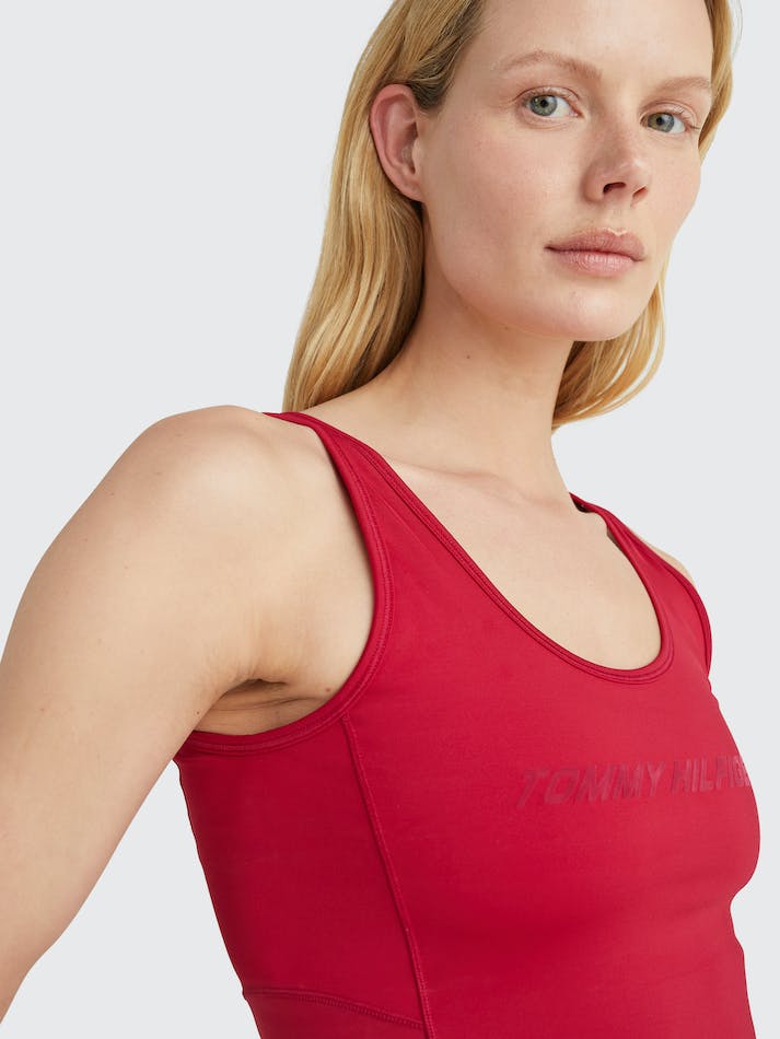 Tommy Hilfiger Sport 2-in-1 Flocked Logo Tank Women's Tops Royal | QDUC8NEfTYIQ