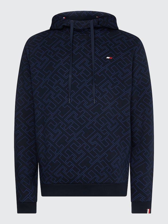 Tommy Hilfiger Sport All-Over Monogram Men's Hoodie Blue | q86OHF5KUqTw