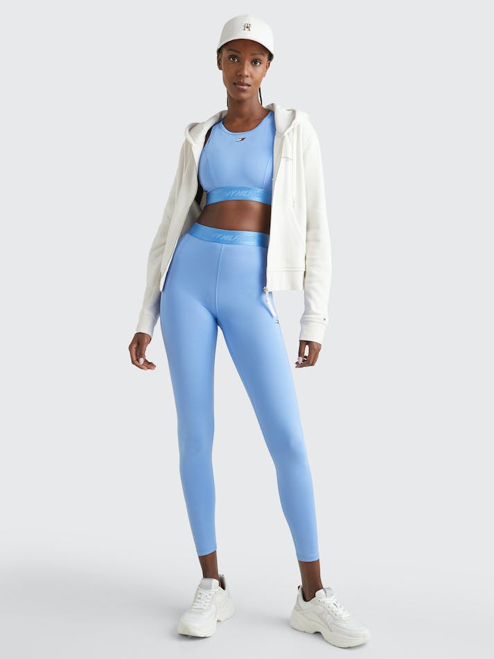 Tommy Hilfiger Sport Essential Full Length Mid Rise Tape Women's Leggings Blue | YMRxuCFWUP2s