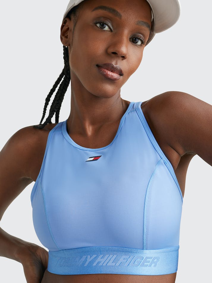 Tommy Hilfiger Sport Essential Medium Support Racerback Women's Tops Blue | d5xTBYHNYDc9