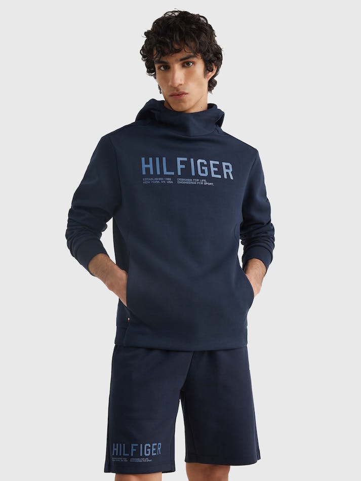 Tommy Hilfiger Sport Graphic Casual Fit Men's Hoodie Blue | 2KhE0ehatv8i