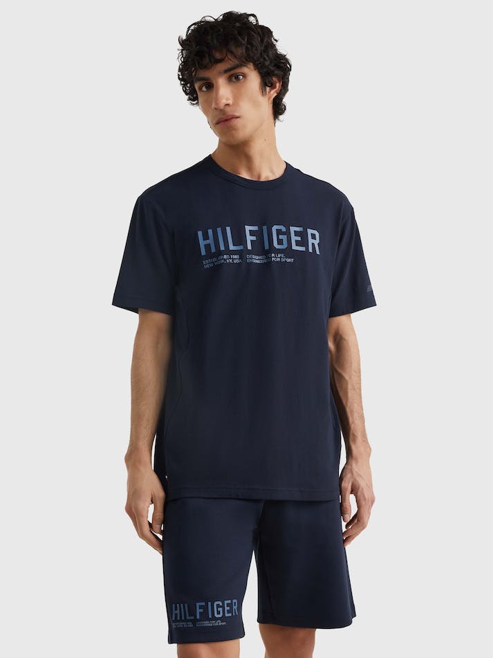 Tommy Hilfiger Sport Logo Casual Fit Men's T Shirts Blue | fiXFyfP1Sf28