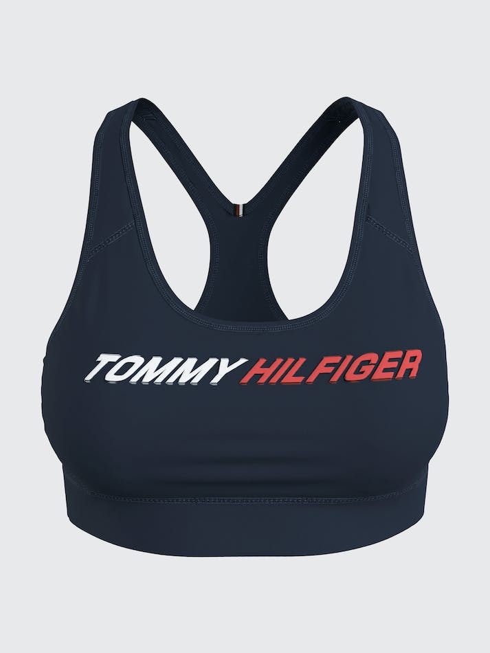 Tommy Hilfiger Sport Logo Medium Support Women's Bras Blue | 97ewlONtFgvn