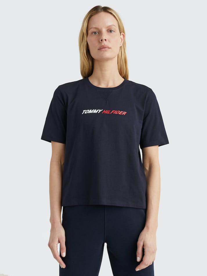 Tommy Hilfiger Sport Moisture Wicking Women's T Shirts Blue | 5MN6nUomWzer