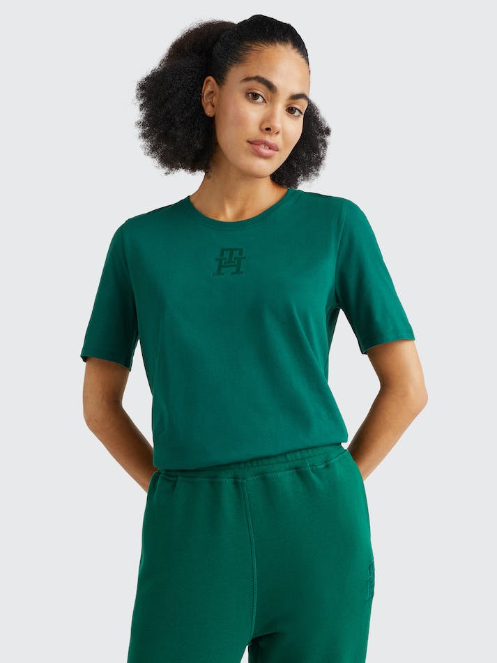 Tommy Hilfiger Sport Monogram Women's T Shirts Green | bYBYNtrsjDKA