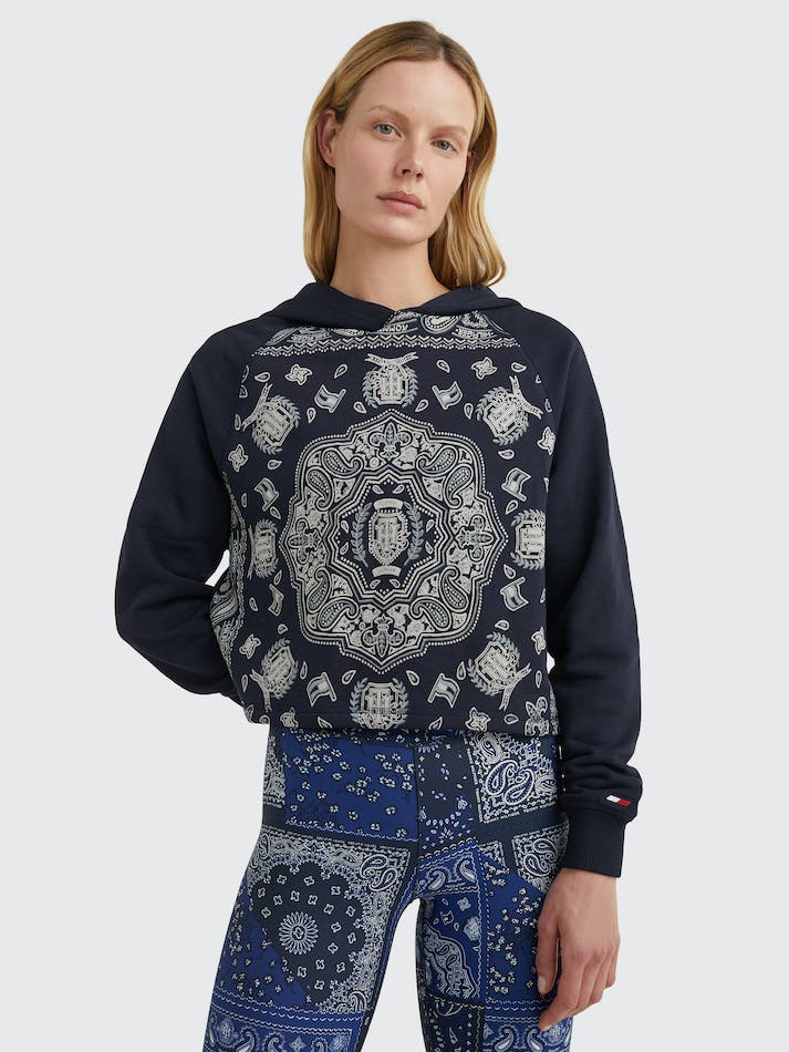 Tommy Hilfiger Sport Printed Terry Women's Hoodie Bandana Patchwork | 7dxILODgSjch