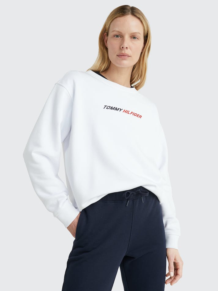 Tommy Hilfiger Sport Relaxed Fit Women's Sweatshirt White | tVwBj9yqeTew