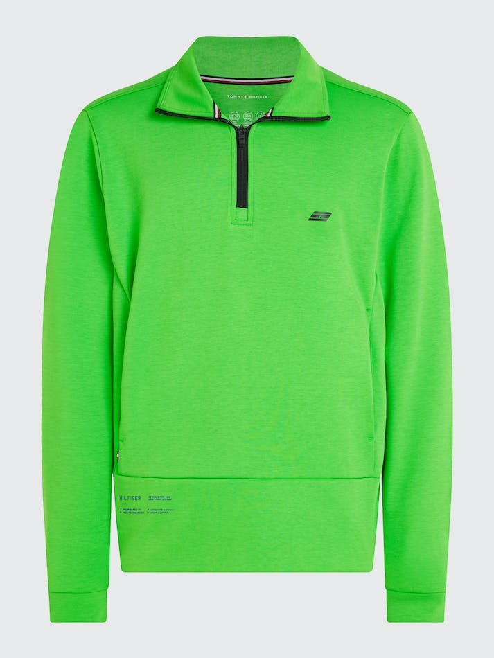 Tommy Hilfiger Sport Tonal Logo Essential Quarter-Zip Men's Sweatshirt Light Green | 87Ijrr4Ii89a